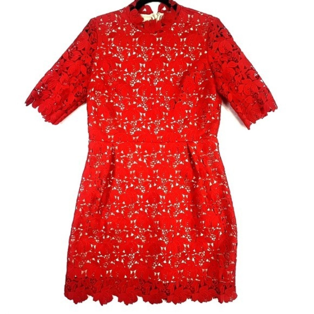 Paul & Joe Sister Red Floral Lace Dress US 8 EU 40 Wedding Guest Cocktail